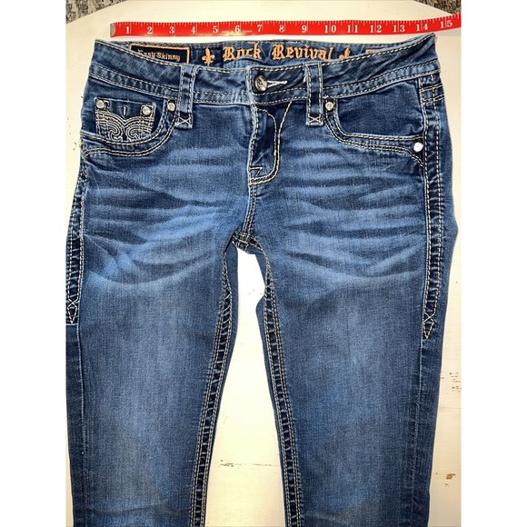 Rock Revival Alivia Skinny Button Pocket Denim Jeans-Women's Size 26x31 - Picture 5 of 16